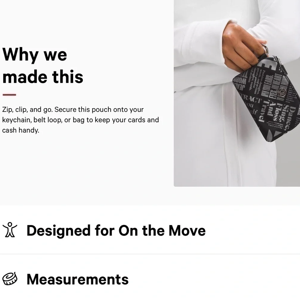 Lululemon Clippable Card Pouch Manifesto Print black / gray